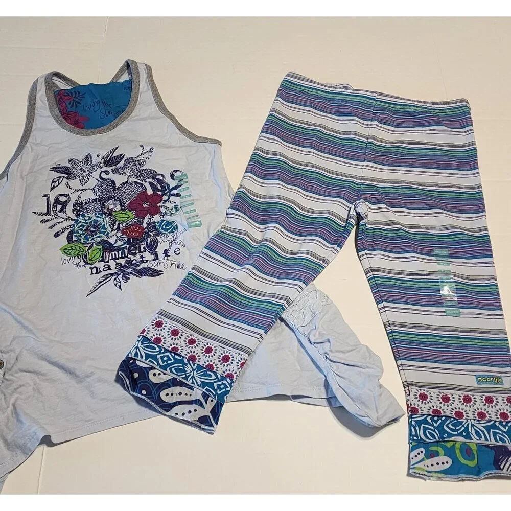 New Naartjie outfit girl sz 10 Sleeveless tunic / capris Blue spring summer